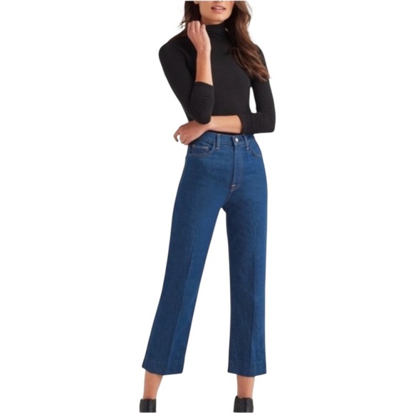 7 For All Mankind Baby Jo Cropped Trouser Jeans Avant High Rise Women's 27 - Picture 2 of 14
